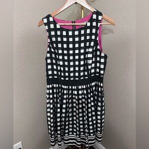 Eliza J Black and White Dress with Pink Lining